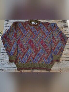 vintage 90's Saks Fifth Avenue Paisley alpaca wool knit sweater